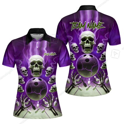 Custom Dark Fantasy Skeleton Bowling Team Jersey, Bowling Uniforms, Personalize Name And Team Name