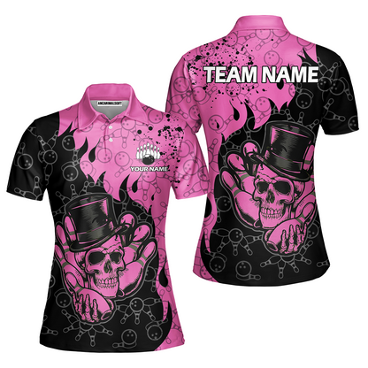 Custom Bowling Team Shirt – Skull Bowling Pattern Multicolor Personalized Jersey Bowling Uniform For League Players