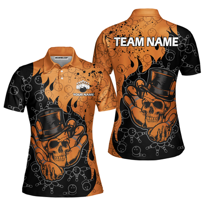 Custom Bowling Team Shirt – Skull Bowling Pattern Multicolor Personalized Jersey Bowling Uniform For League Players