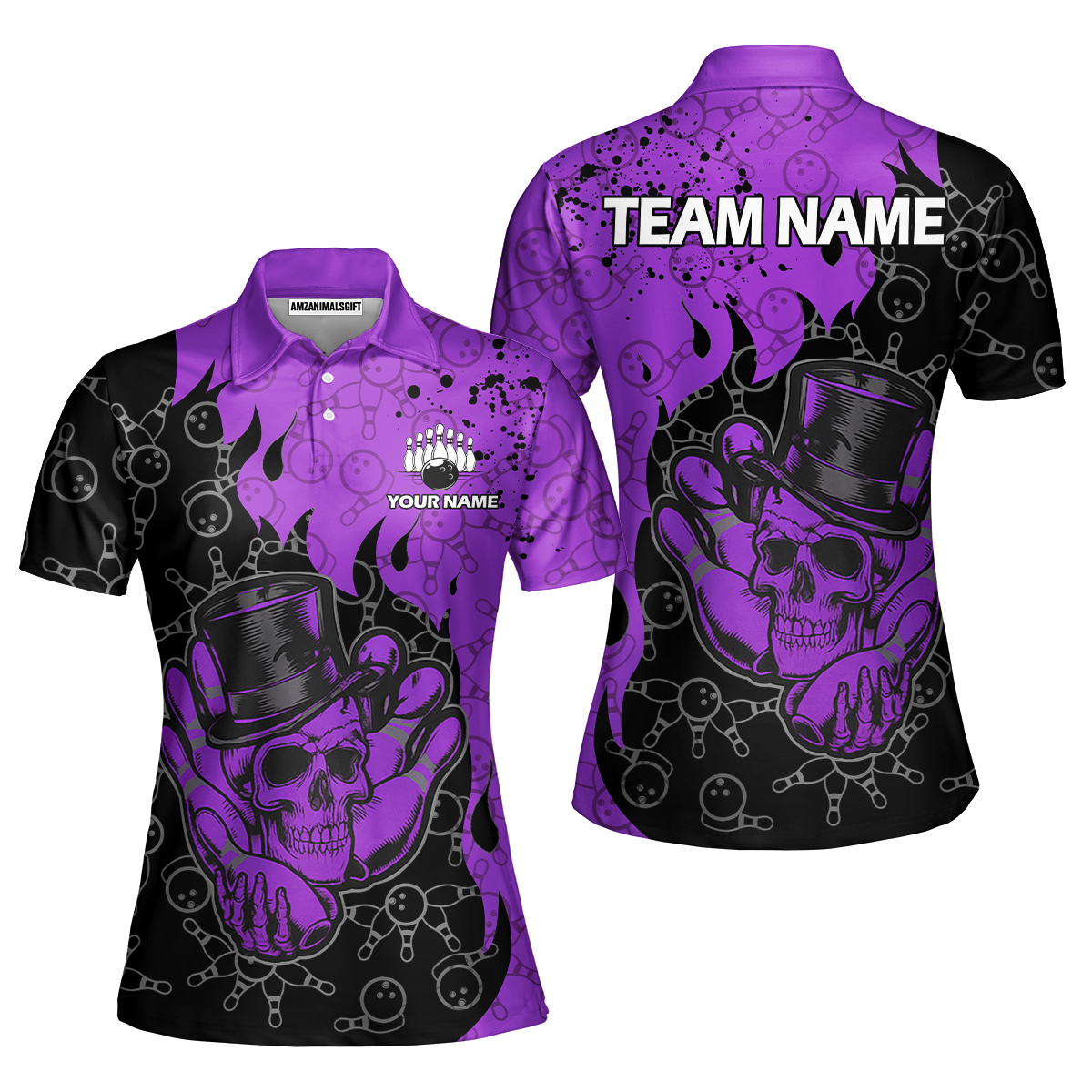 Custom Bowling Team Shirt – Skull Bowling Pattern Multicolor Personalized Jersey Bowling Uniform For League Players