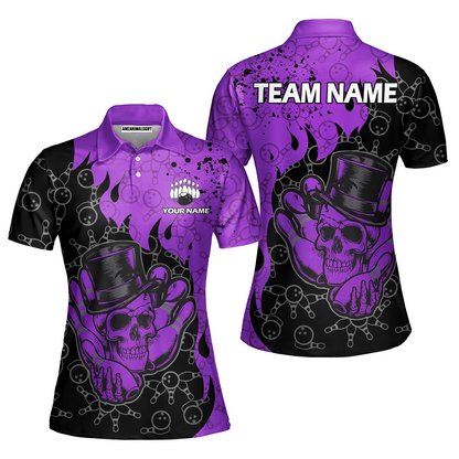 Custom Bowling Team Shirt – Skull Bowling Pattern Multicolor Personalized Jersey Bowling Uniform For League Players