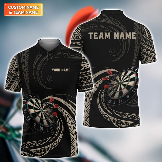 Darts Custom Men Polo Shirt, Tattoo Maori Darts Personalized For Dart Team Player Polo Shirt