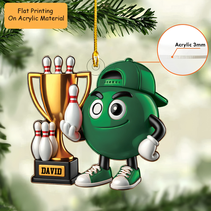 Personalized Bowling Champion Acrylic Ornament, Bowling Keychain, Car Ornament, Christmas Ornament Gifts