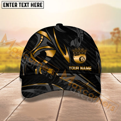 Customized Billiard Cap, Billiard Pool Ball 8 Crown Personalized Name 3D Hats, Best Billiard Pool Hat For Billiard Players