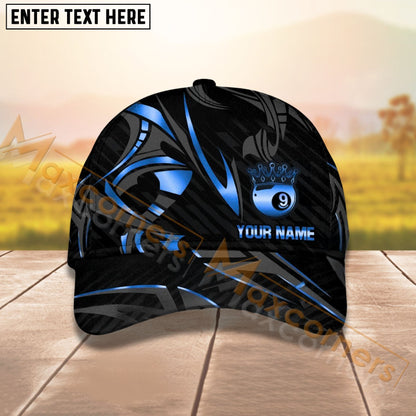 Customized Billiard Cap, Billiard Pool Ball 9 Crown Personalized Name 3D Hats, Best Billiard Pool Hat For Billiard Players