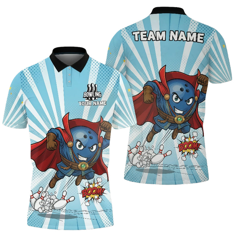 Magic Superhero Bowling unisex Polo Cyan