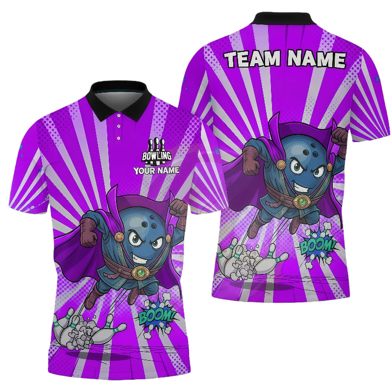 Magic Superhero Bowling unisex Polo Purple
