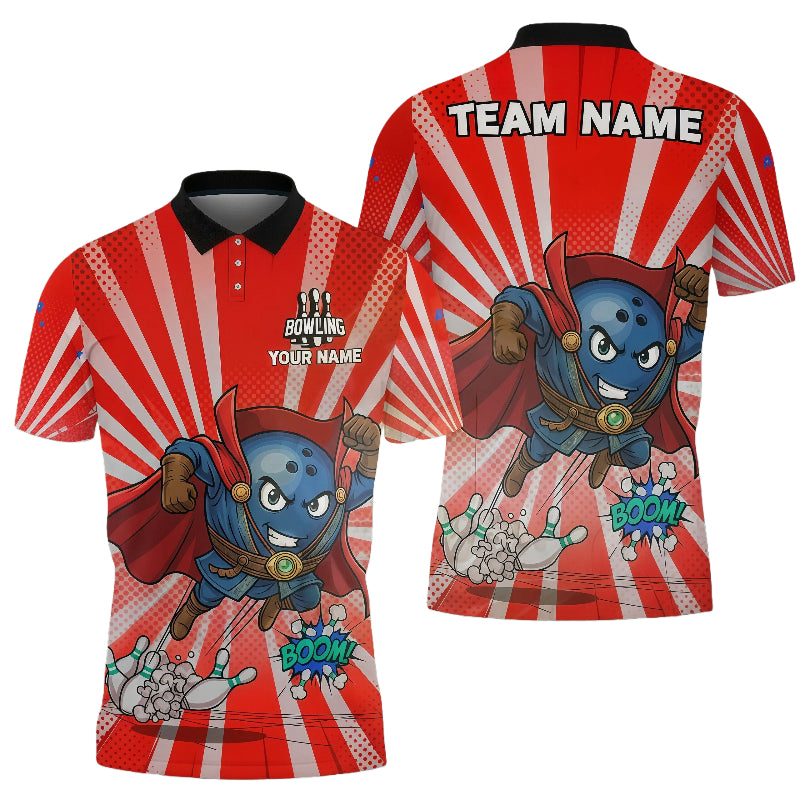 Magic Superhero Bowling unisex Polo Red