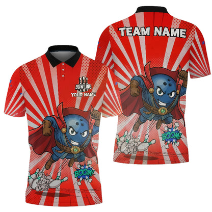 Magic Superhero Bowling unisex Polo Red