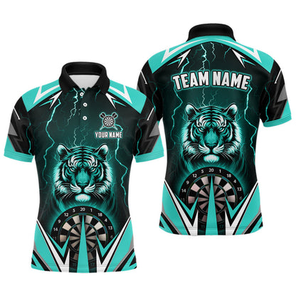 Custom Tiger Thunder Lightning Darts Men Polo Team Shirts,  Custom Darts Team Jerseys Uniform, Personalized Name And Team Name