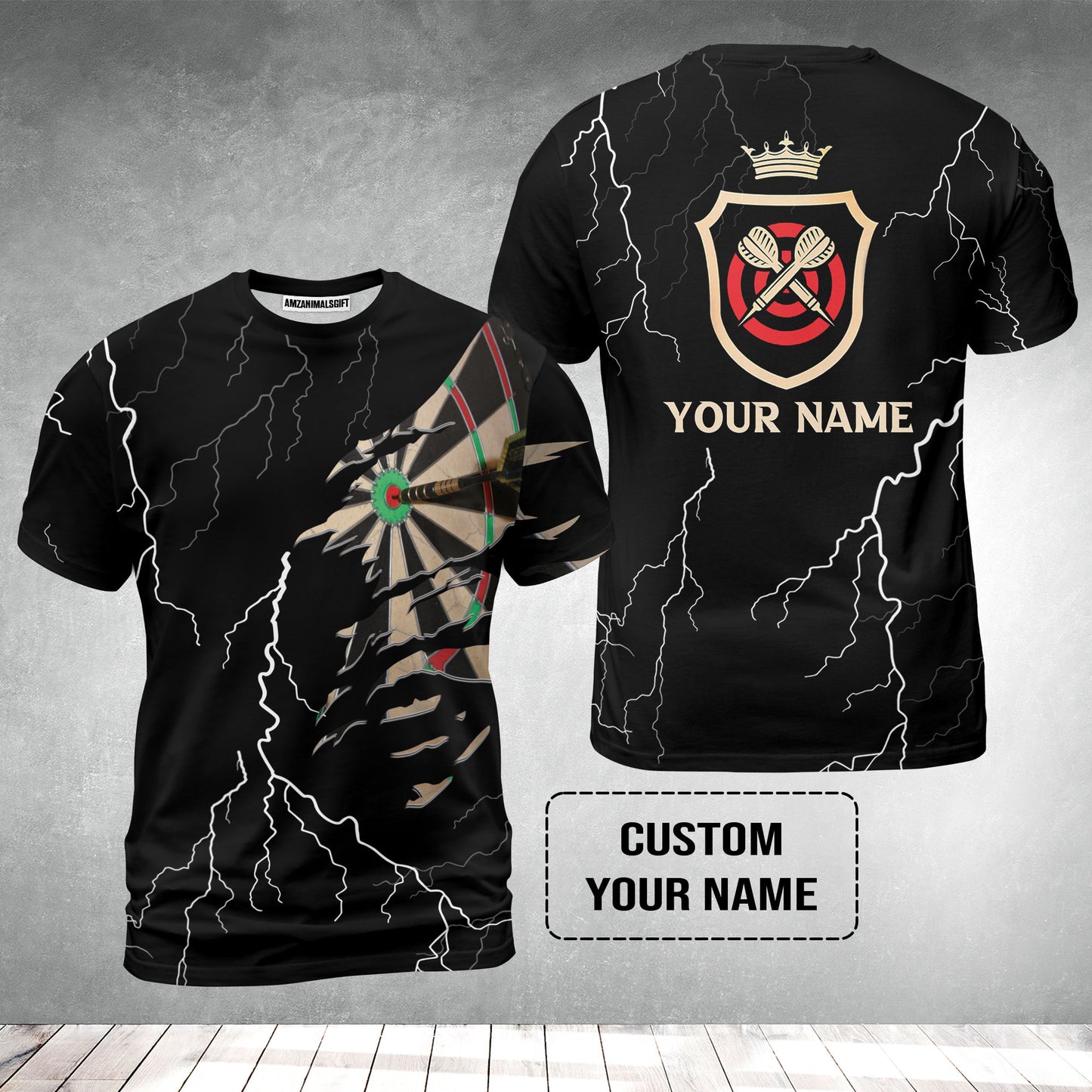 Darts Custom Name T-Shirt, Darts Target Personalized T-Shirt