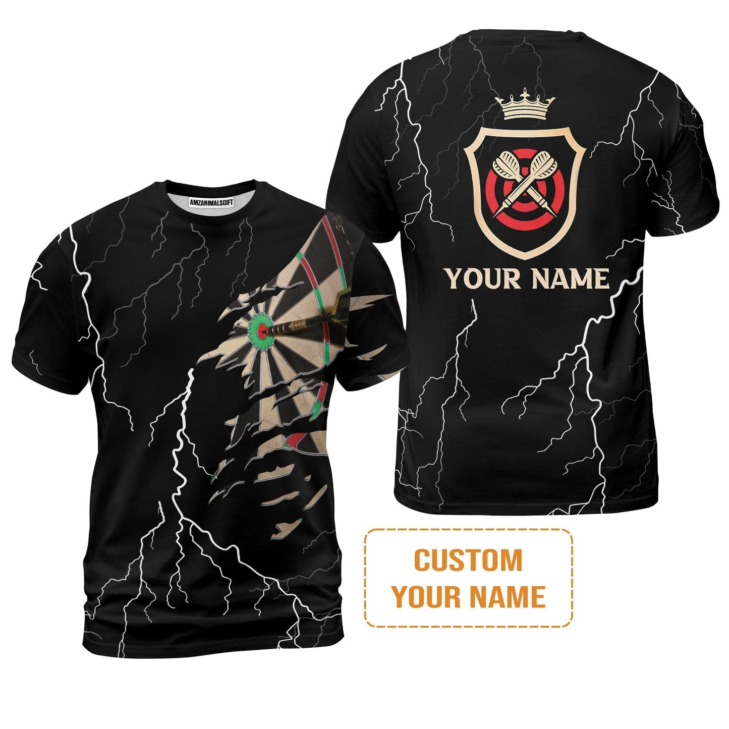 Darts Custom Name T-Shirt, Darts Target Personalized T-Shirt