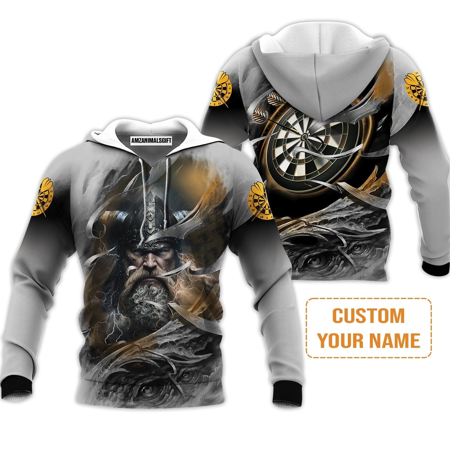 Customized Name Darts Sweatshirt, Bullseye Dartboard Viking And Darts Sweatshirt - Gift For Darts Players, Darts Lovers