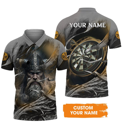 Customized Name Darts T-Shirt, Bullseye Dartboard Viking And Darts T-Shirt - Gift For Darts Players, Darts Lovers