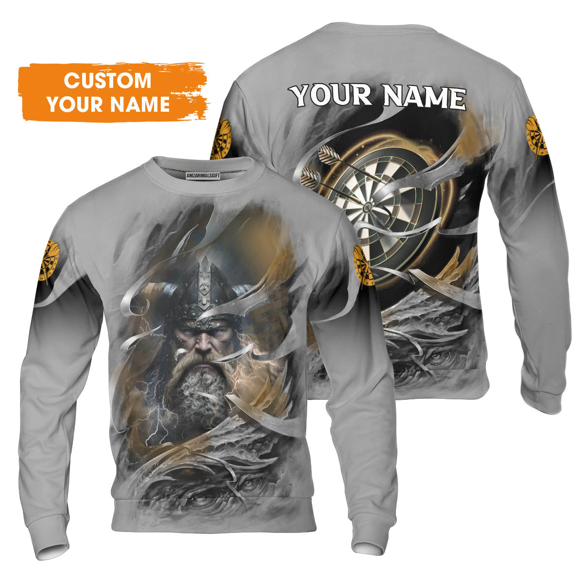 Customized Name Darts Hoodie, Bullseye Dartboard Viking And Darts Hoodie - Gift For Darts Players, Darts Lovers