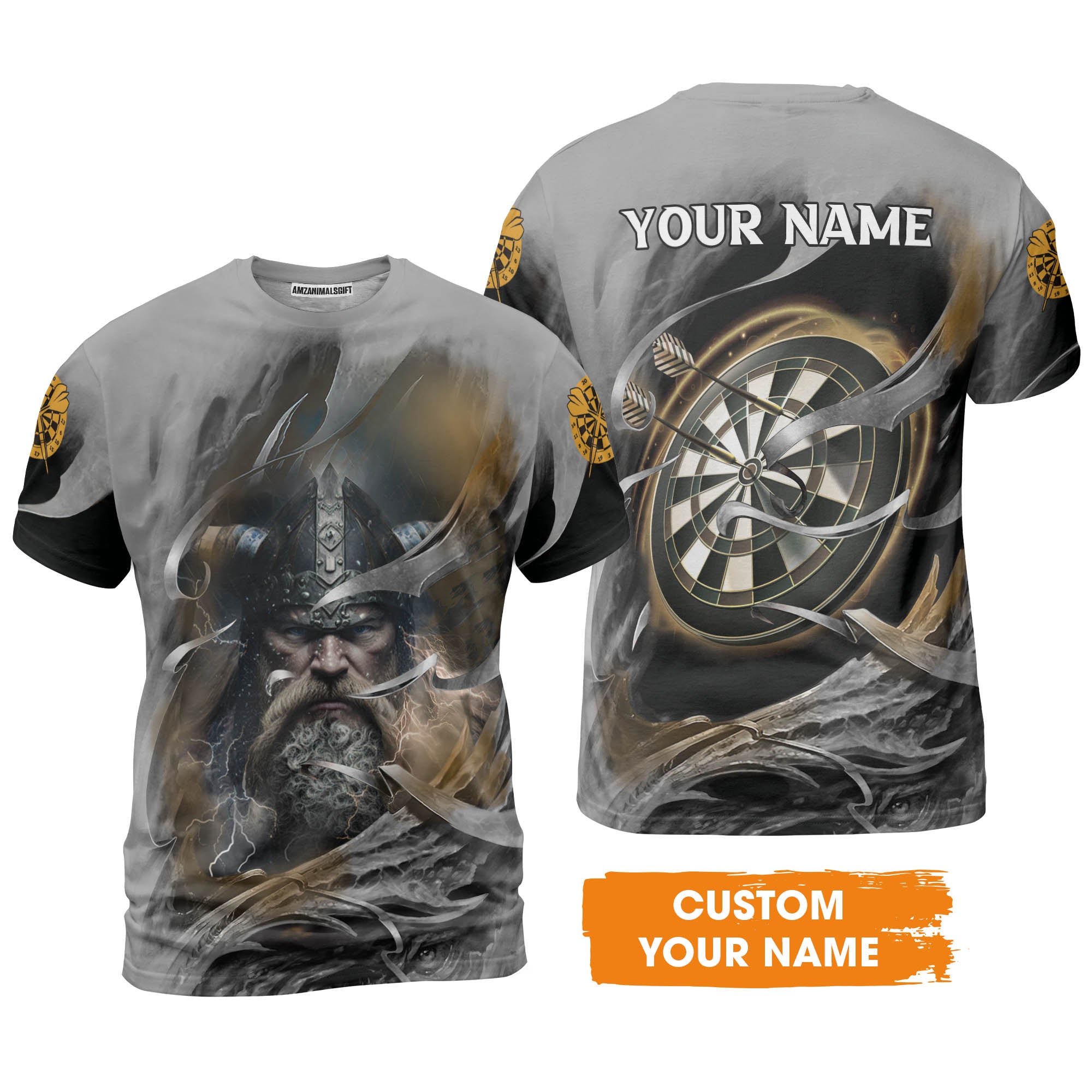 Customized Name Darts T-Shirt, Bullseye Dartboard Viking And Darts T-Shirt - Gift For Darts Players, Darts Lovers