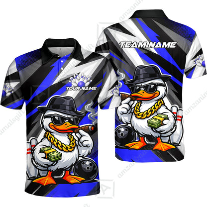 Custom Bowling Jersey Polo Shirt, Boss Hustle Duck Gangster Style, Custom Bowling Jersey Team Shirt For Players With Name and Team Name