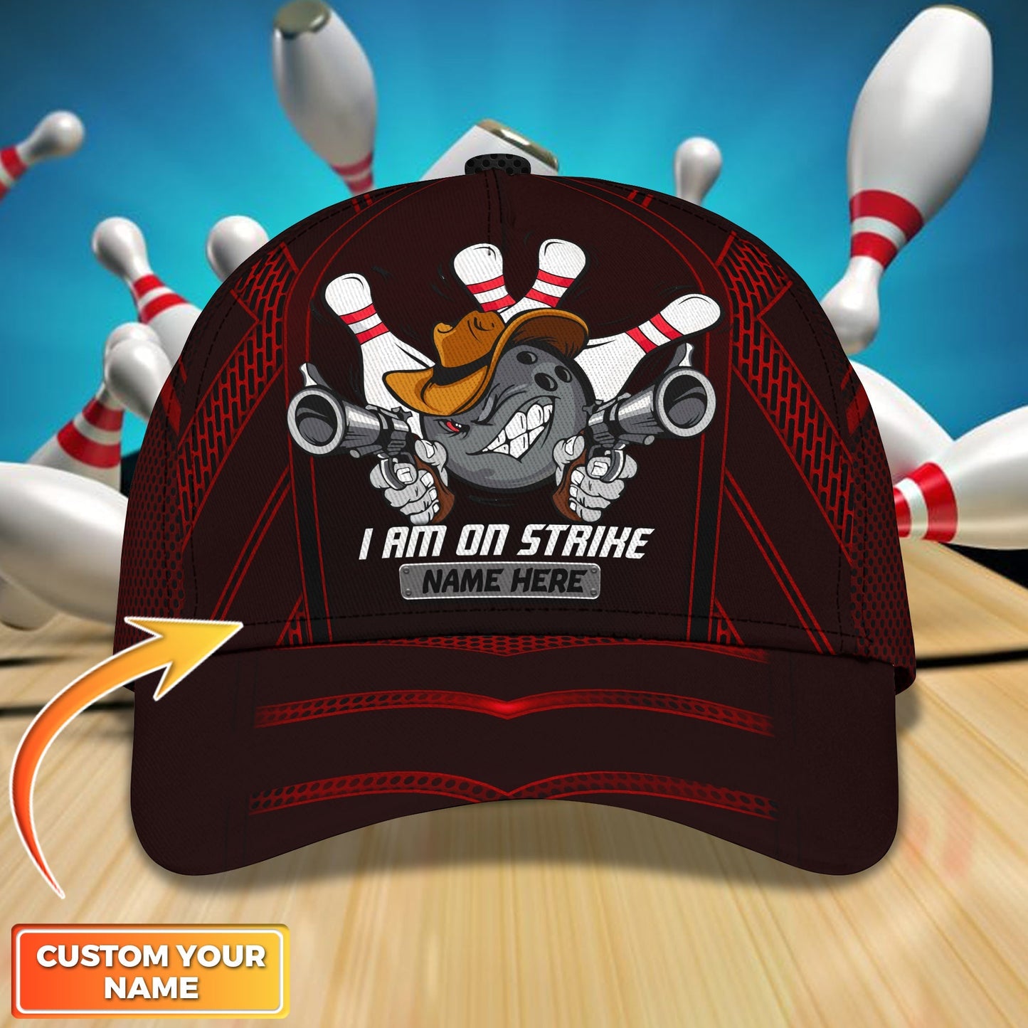 Personalized Bowling Dark Red Classic Cap, Bowling I Am On Strike Cap Hat For Team Men Women Bowlers HN23
