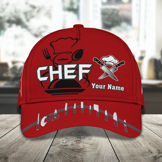 Personalized Chef Baseball Caps, Chef Custom Name Red Baseball Hats, Best Hat For Men Women Chef
