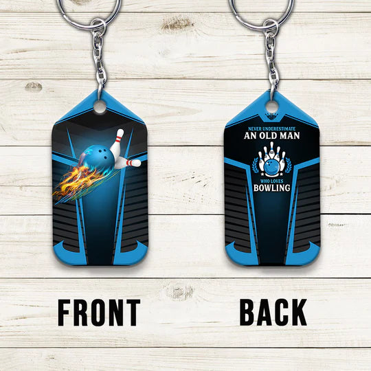 Never Underestimate an Old Man Who Loves Bowling Acrylic Keychain - Christmas Gift For Bowling Lovers, Family, Friends