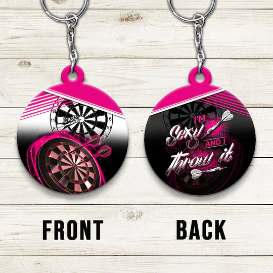 I'm Sexy And I Throw It Acrylic Keychain For Darts Players - Christmas Gift For Darts Lovers, Darts Team, Family, Friends