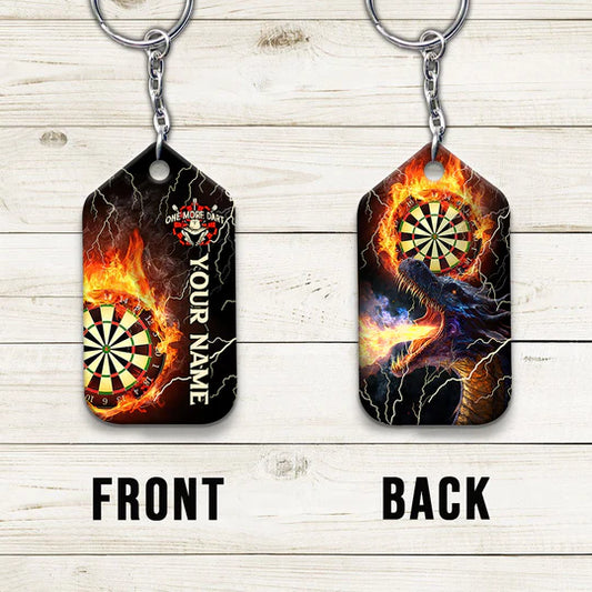 Thunder Flame Bullseye Dartboard Personalized Name Dragon And Darts Acrylic Keychain - Christmas Gift For Darts Lovers, Darts Team Players