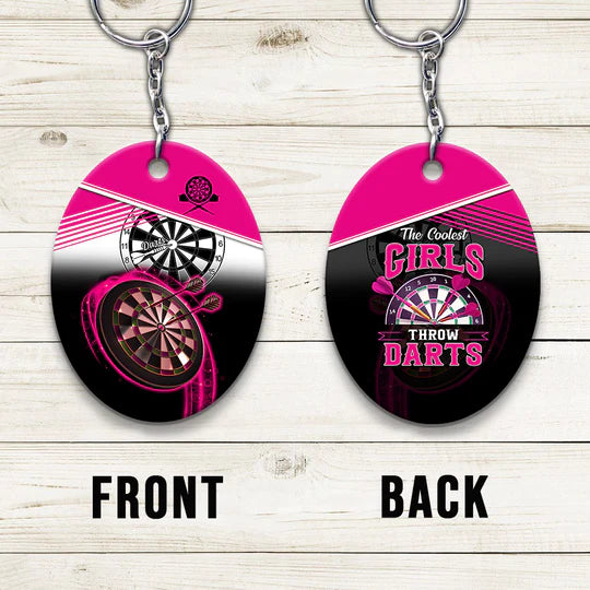The Coolest Girls Throw Darts Acrylic Keychain For Darts Players - Christmas Gift For Darts Lovers, Darts Team, Family, Friends