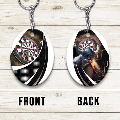 Bullseye Dartboard Brown Viking And Darts Acrylic Keychain - Christmas Gift For Darts Lovers, Darts Players, Family, Friends