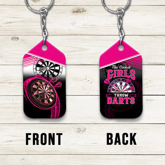The Coolest Girls Throw Darts Pink Acrylic Keychain For Darts Players - Christmas Gift For Darts Lovers, Darts Team, Family, Friends