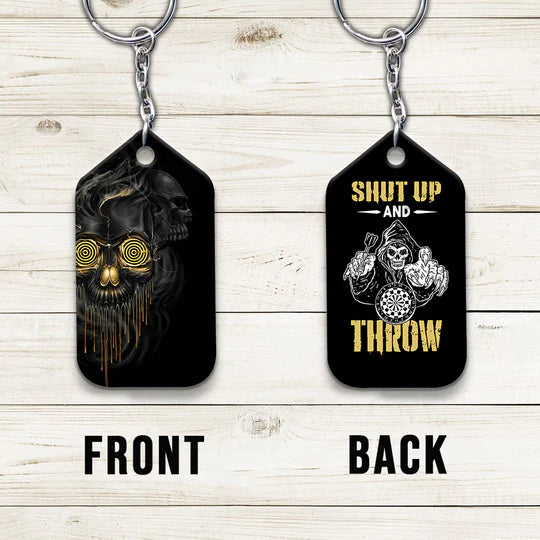 Darts Skull Shut Up and Throw For Darts Players Acrylic Keychain - Christmas Gift For Darts Lovers, Darts Team, Family, Friends