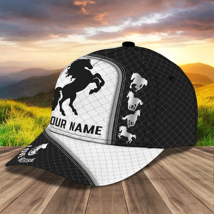 Customized Horse Classic Caps Hat, Horse Pattern Black And White Baseball Caps, Best Farm Hat For Men Women Farmer