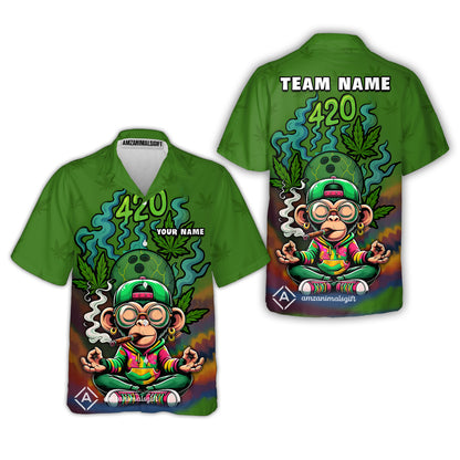 Custom Bowling Team Uniform Jersey 420 Monkey Funky Streetwear Shirt with Colorful, Bowling Shirt Personalized Name And Team Name