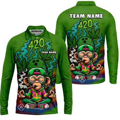 Custom Bowling Team Uniform Jersey 420 Monkey Funky Streetwear Shirt with Colorful, Bowling Shirt Personalized Name And Team Name