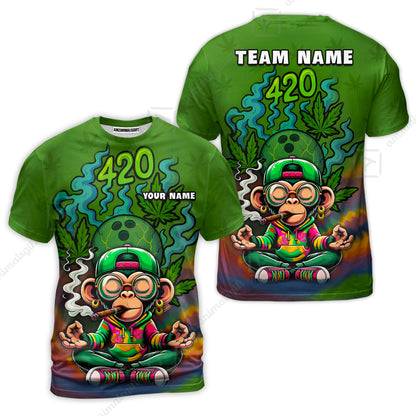 Custom Bowling Team Uniform Jersey 420 Monkey Funky Streetwear Shirt with Colorful, Bowling Shirt Personalized Name And Team Name