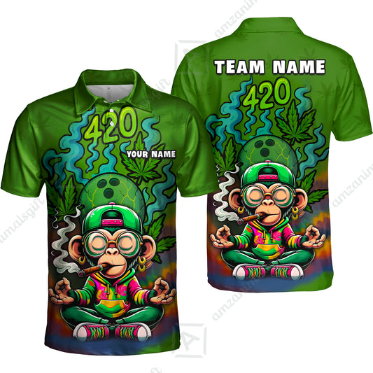 Custom Bowling Team Uniform Jersey 420 Monkey Funky Streetwear Shirt with Colorful, Bowling Shirt Personalized Name And Team Name