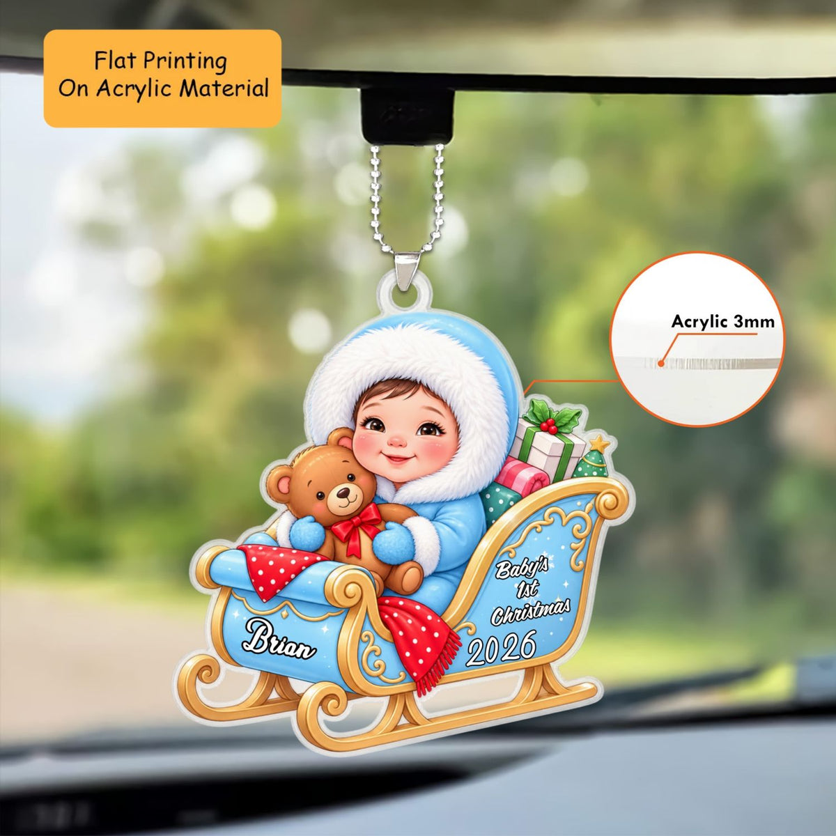 Personalized Baby Christmas Flat Printed Acrylic Ornament, Baby 1st Christmas, Custom Ornament Christmas Gift, Keychain Baby, Car Ornament Baby