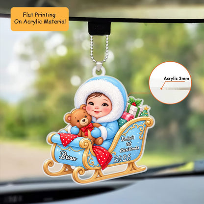 Personalized Baby Christmas Flat Printed Acrylic Ornament, Baby 1st Christmas, Custom Ornament Christmas Gift, Keychain Baby, Car Ornament Baby