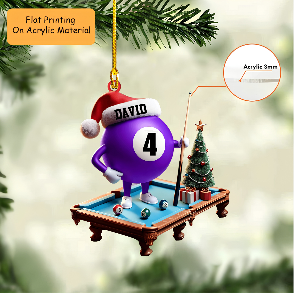 Personalized Christmas Billiard Ornament, Billiard Ball Christmas, Custom Ornament Christmas Gift, Keychain Billiard Christmas, Car Ornament Billiard Christmas
