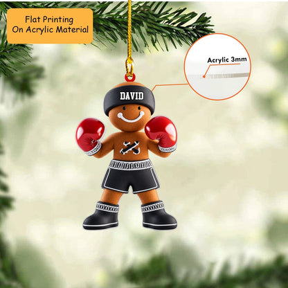 Personalized Boxing Christmas Ornament, Gingerbread Man Boxer Headgear, Custom Ornament Christmas Gift, Keychain Boxing, Car Ornament Boxing
