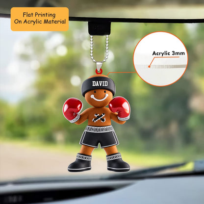 Personalized Boxing Christmas Ornament, Gingerbread Man Boxer Headgear, Custom Ornament Christmas Gift, Keychain Boxing, Car Ornament Boxing
