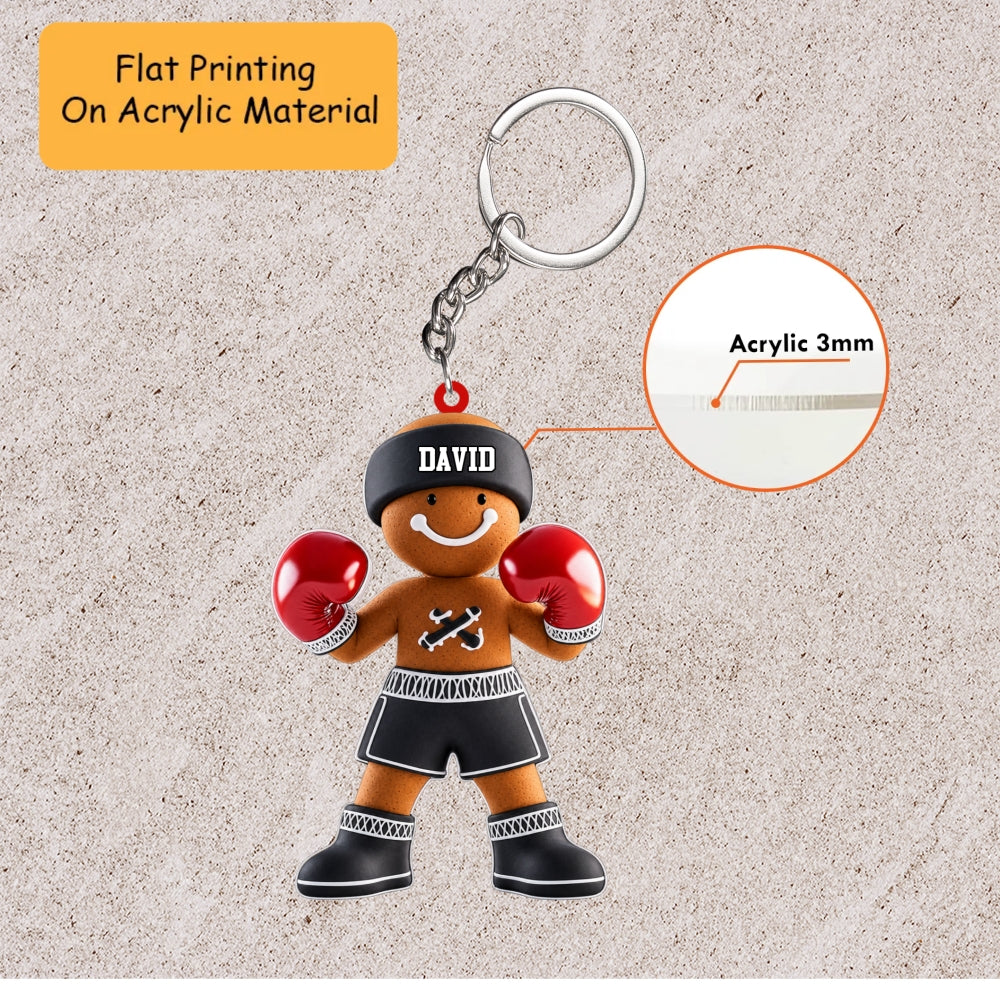 Personalized Boxing Christmas Ornament, Gingerbread Man Boxer Headgear, Custom Ornament Christmas Gift, Keychain Boxing, Car Ornament Boxing