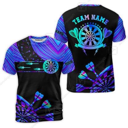 Customized Darts Polo Shirt, Neon Dartboard Darts Team Style Stand Collar Quater-Zip, Perfect Outfit Jersey for Darts Players