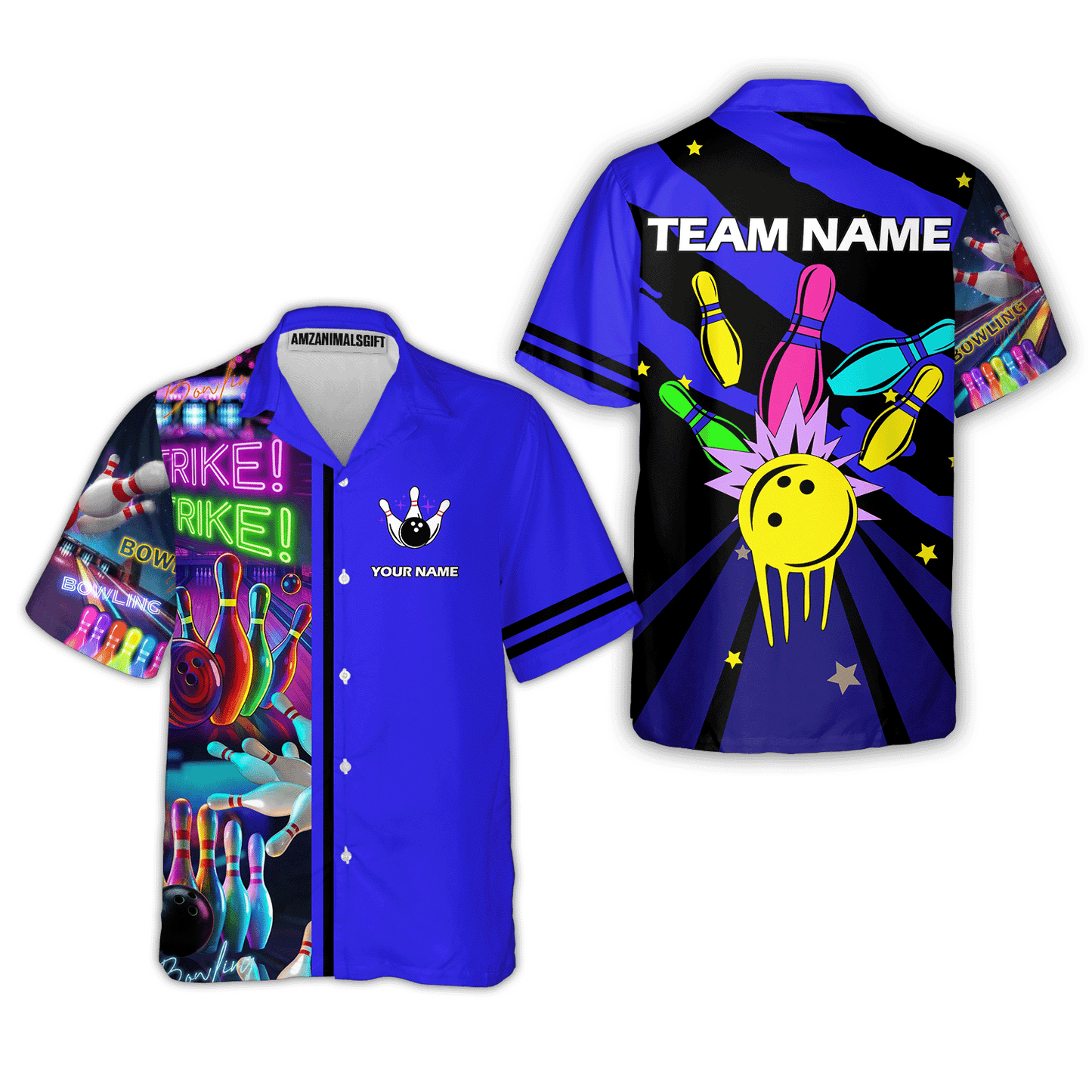 Custom Bowling Team Jersey Neon Bowling Strike Polo Shirts, Bowling Team Uniforms, Personalized Name And Team Name