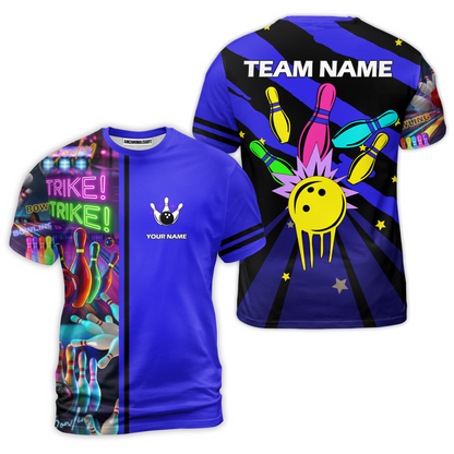 Custom Bowling Team Jersey Neon Bowling Strike Polo Shirts, Bowling Team Uniforms, Personalized Name And Team Name