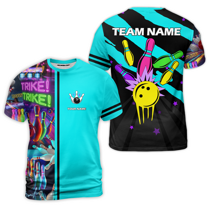 Custom Bowling Team Jersey Neon Bowling Strike Polo Shirts, Bowling Team Uniforms, Personalized Name And Team Name