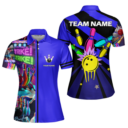 Custom Bowling Team Jersey Neon Bowling Strike Polo Shirts, Bowling Team Uniforms, Personalized Name And Team Name