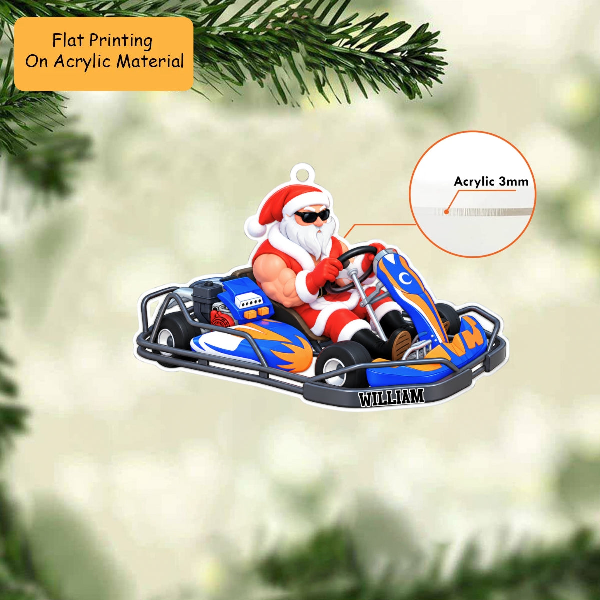 Personalized Go Kart Christmas Ornament,Santa Go Kart, Custom Ornament Christmas Gift, Keychain Go Kart, Car Ornament Go Kart
