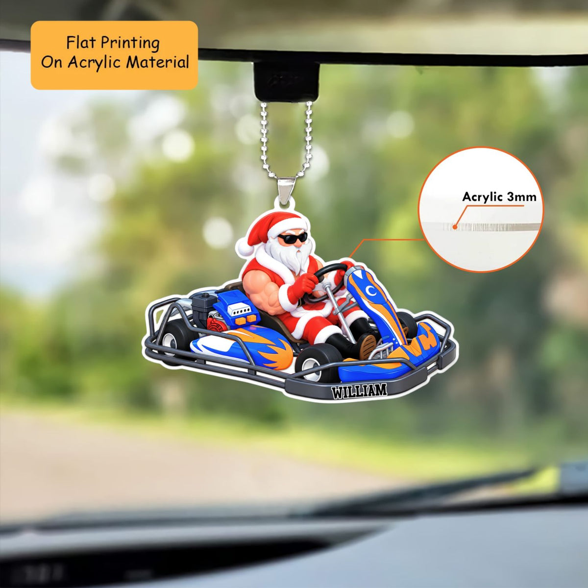 Personalized Go Kart Christmas Ornament,Santa Go Kart, Custom Ornament Christmas Gift, Keychain Go Kart, Car Ornament Go Kart