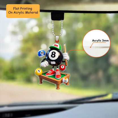 Personalized Billiards Christmas Ornament, Fierce 8 Ball Mascot On Pool Table, Custom Ornament Christmas Gift, Keychain Billiards, Car Ornament Billiards