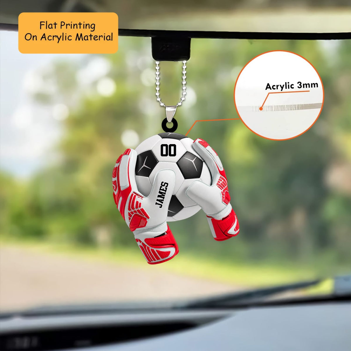 Personalized Soccer Goalkeeper Christmas Ornament, Goalie Gloves Wrapping Football With Number, Custom Ornament Christmas Gift, Keychain Soccer, Car Ornament Soccer